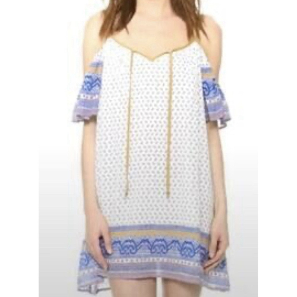 Free People White Blue Sleeveless Sundress Womens Small Off‎ Shoulder